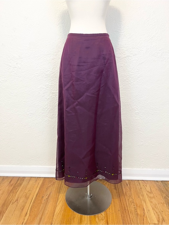 Ann Taylor Dresses & Skirts - Vintage Ann Taylor Silk Beaded Maxi Skirt Purple Whimsigoth 90s Y2K 4